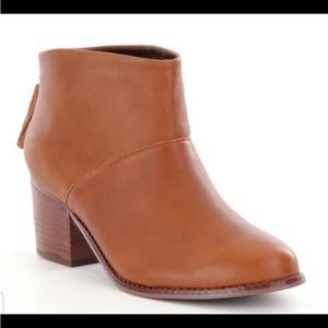 Tom’s Leila brown leather bootie with tassel zipper